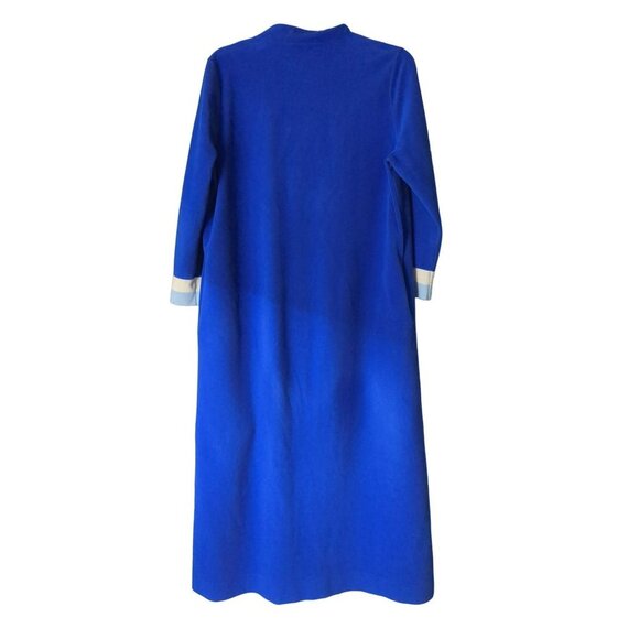 Vanity Fair Robe Housecoat MCM Vintage 60s Velour Blue Granny Core Zip Size 14 - Picture 4 of 7